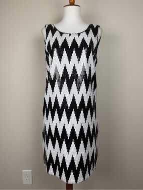 American Retro Gege Black and White Sequin Tank Dress